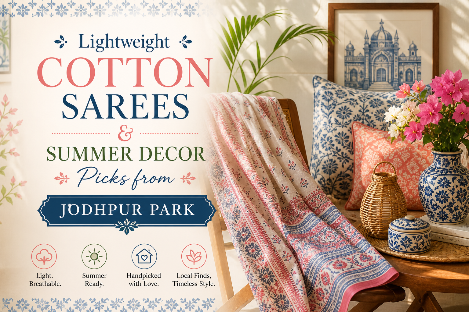 Lightweight Cotton Sarees & Summer Decor Picks from Jodhpur Park